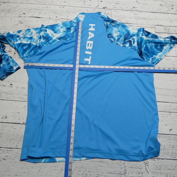 Habit Shirt Mens 2XL Blue Quarter Zip Solar-Factor UPF 40+ Fishing Performance - Picture 6 of 9